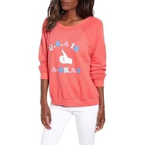 NWT Wildfox L USA IS A OKAY Thumbs Up Sweatshirt 116632